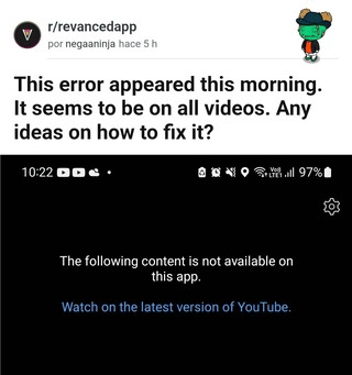 youtube vanced não está funcionando