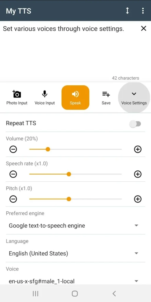 My TTS Text-to-Speech Android